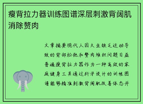 瘦背拉力器训练图谱深层刺激背阔肌消除赘肉